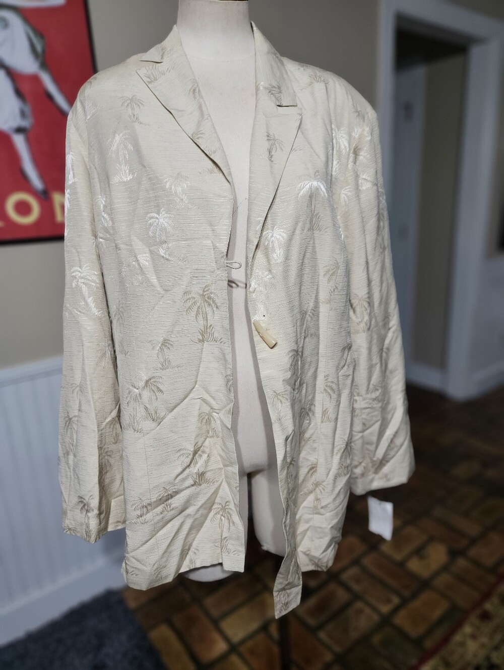 NWT! I.S.C. Palm Trees 100% Silk Jacket 1X